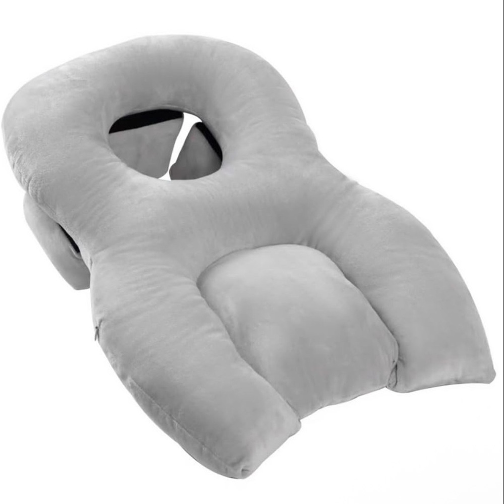 Auliaory Face Down Pillow After surgery, Gray U-Shaped Travel Pillow